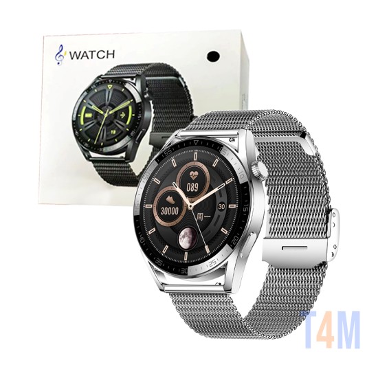 Smartwatch AK03 Pro 1,36" 200mAh Pulseira de Relógio de Aço 3.7V Cinza